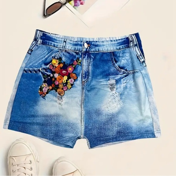 Pants - Fake Denim Shorts